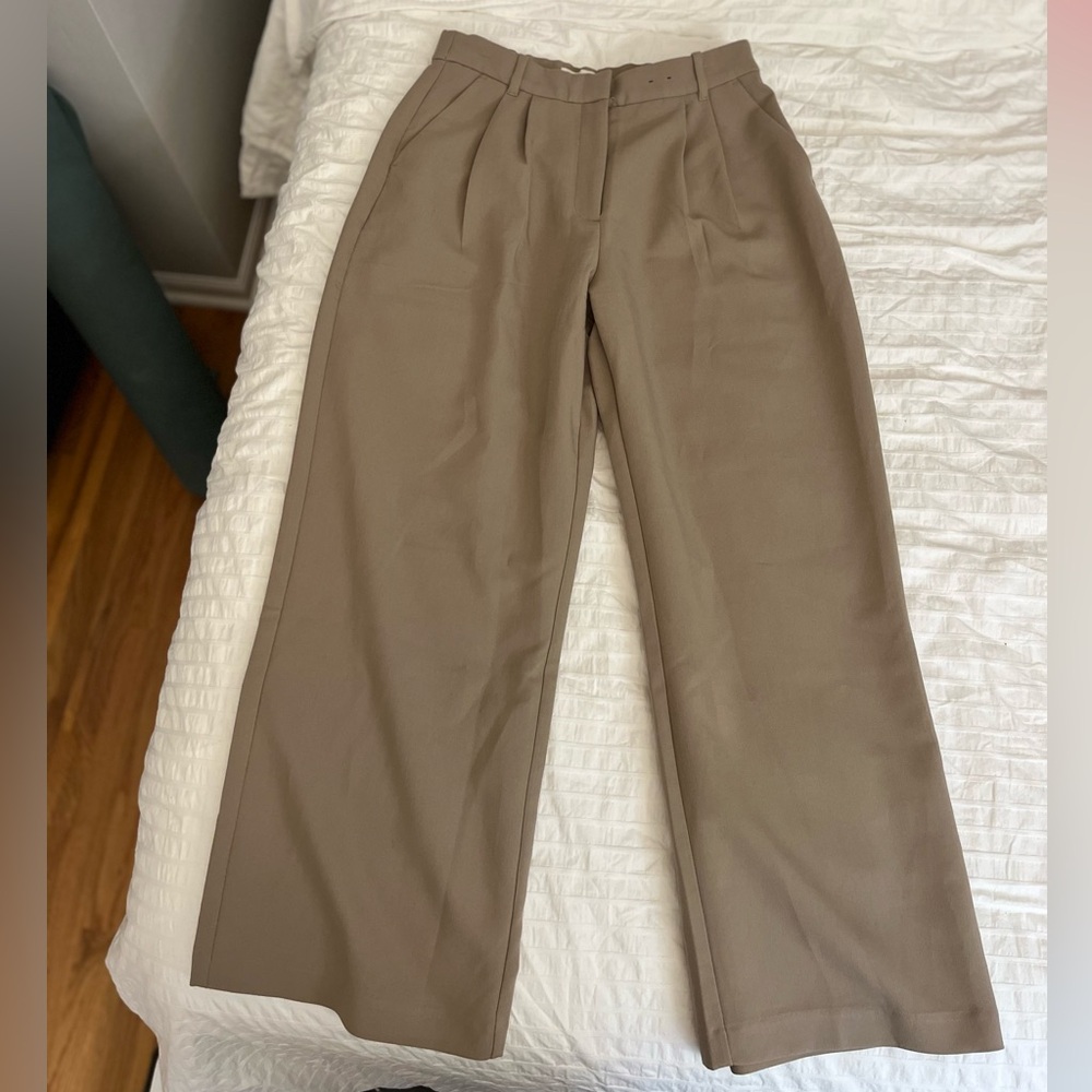 Abercrombie Curve Love Sloane Tailored Wide Leg Pant Brown